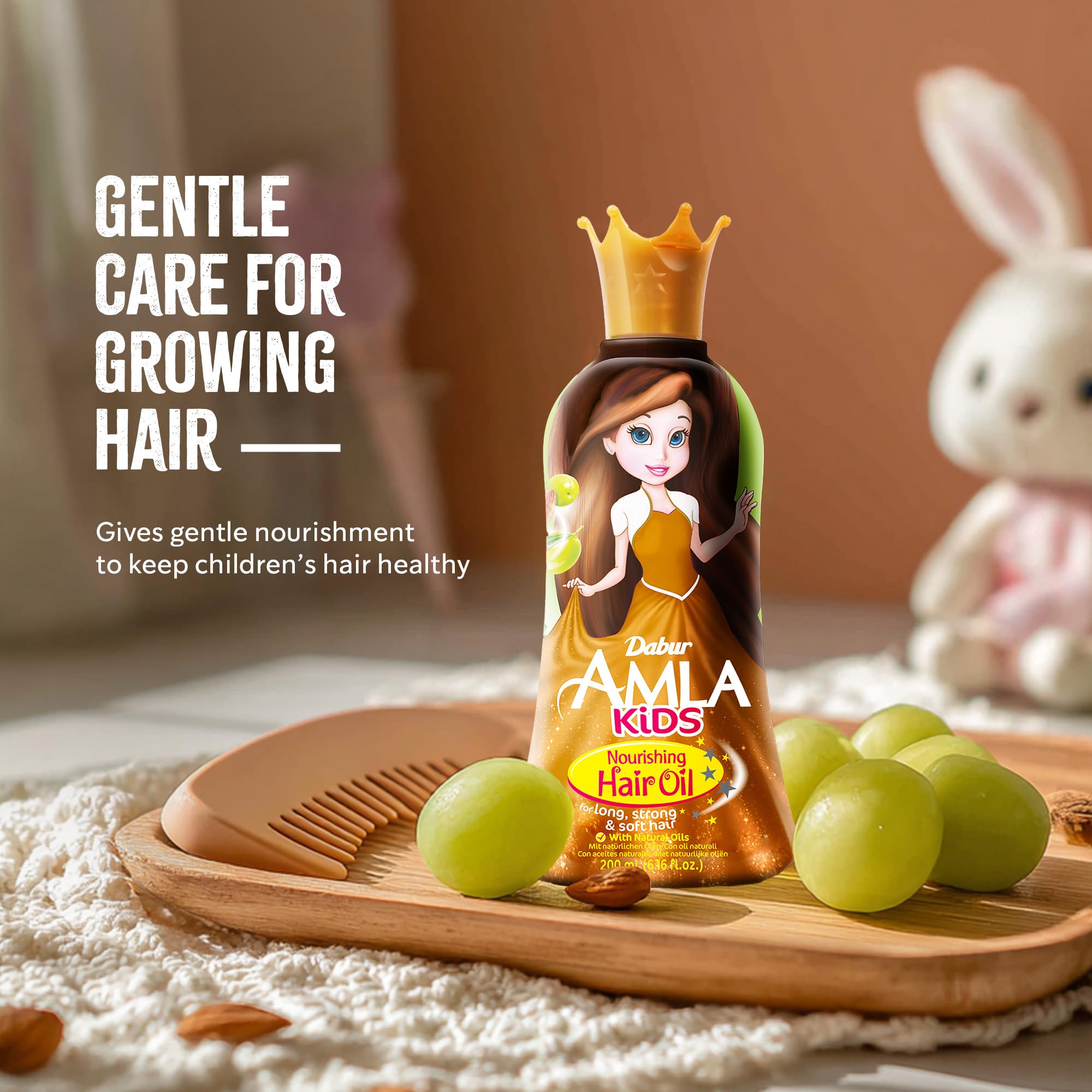 Dabur Amla Hair Oil for Kids, Nourishing Oil with Olive & Almond Extracts, Strengthens, Softens & Conditions, Gentle Care for All Hair Types, Ideal Daily Hair Oil for Children, 200ml