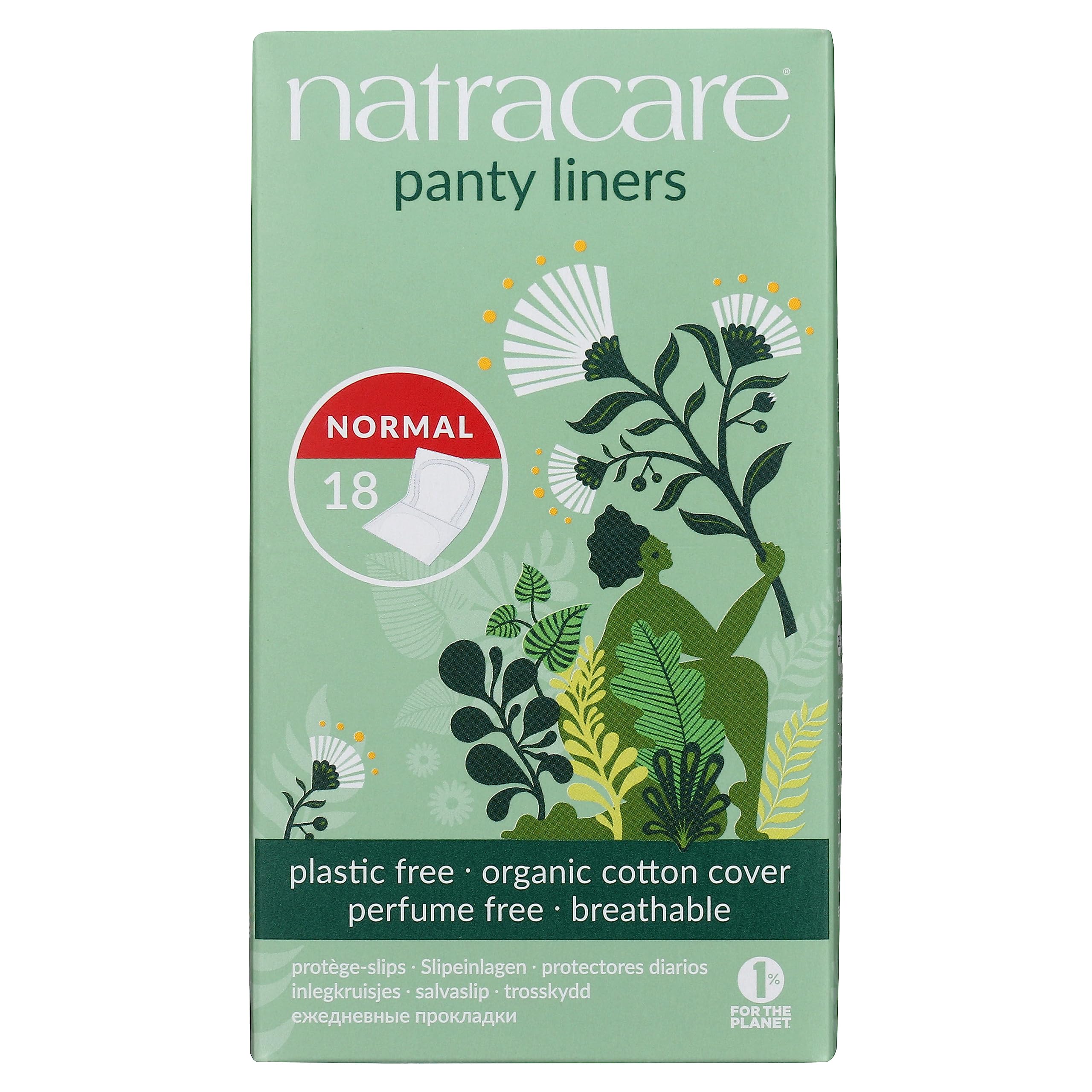 Organic & Natural Panty Liners,Normal Natracare 18 Liners Box