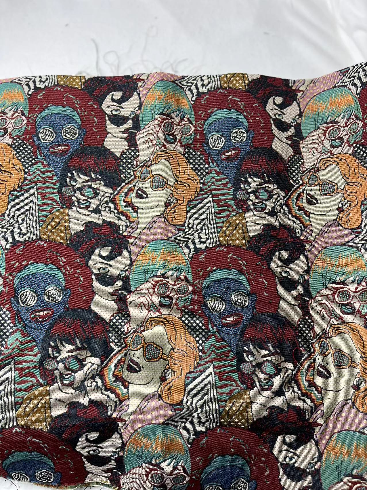 Ethnic Jacquard Fabric Polyester Upholstery Sewing Cloth 147cm Wide