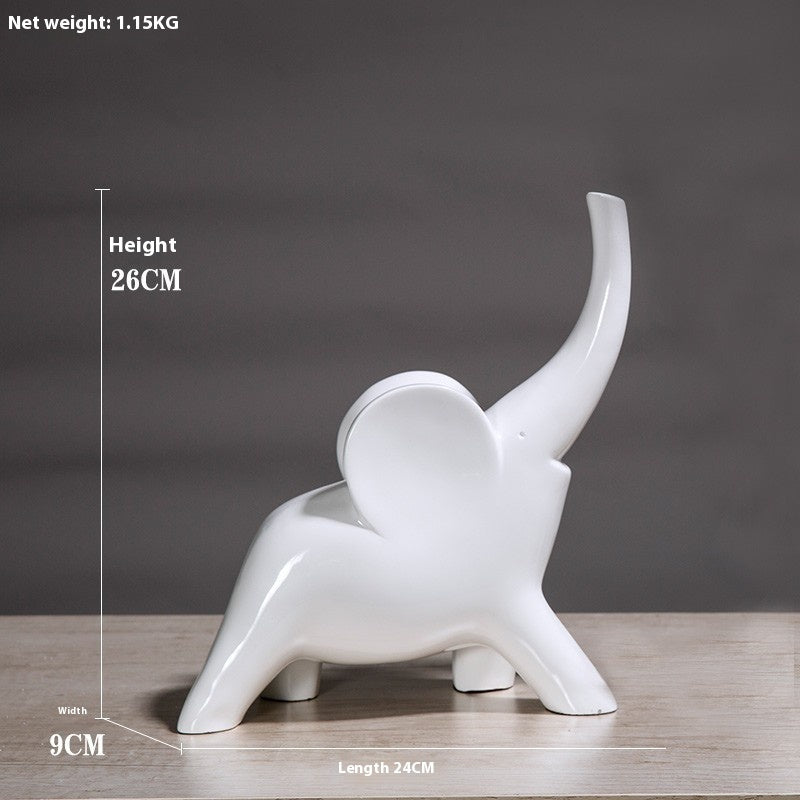 Lucky Elephant Figurine Resin Decor Fortune Feng Shui Home Ornament