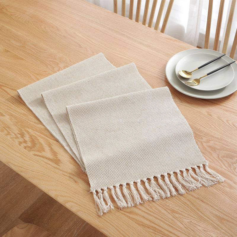 Cotton Linen Table Runner Woven Minimalist Dining Table Decor Boho Style