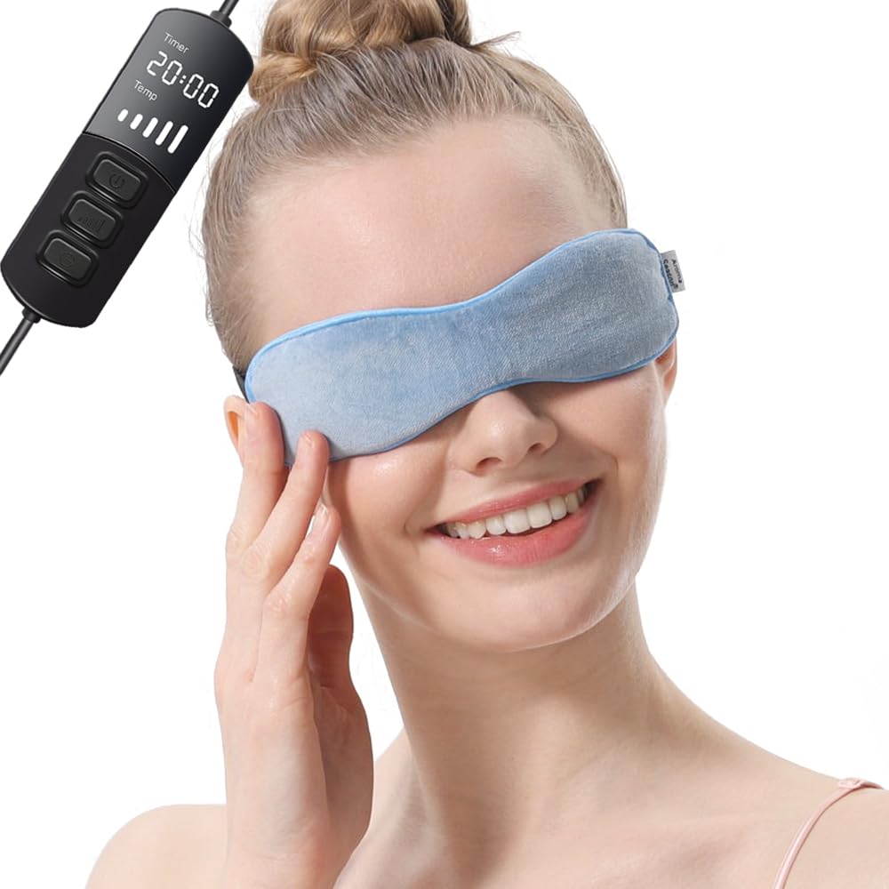 Aroma Season heated eye mask warm flaxseed eye compress for dry eyes and relaxing eye care blue