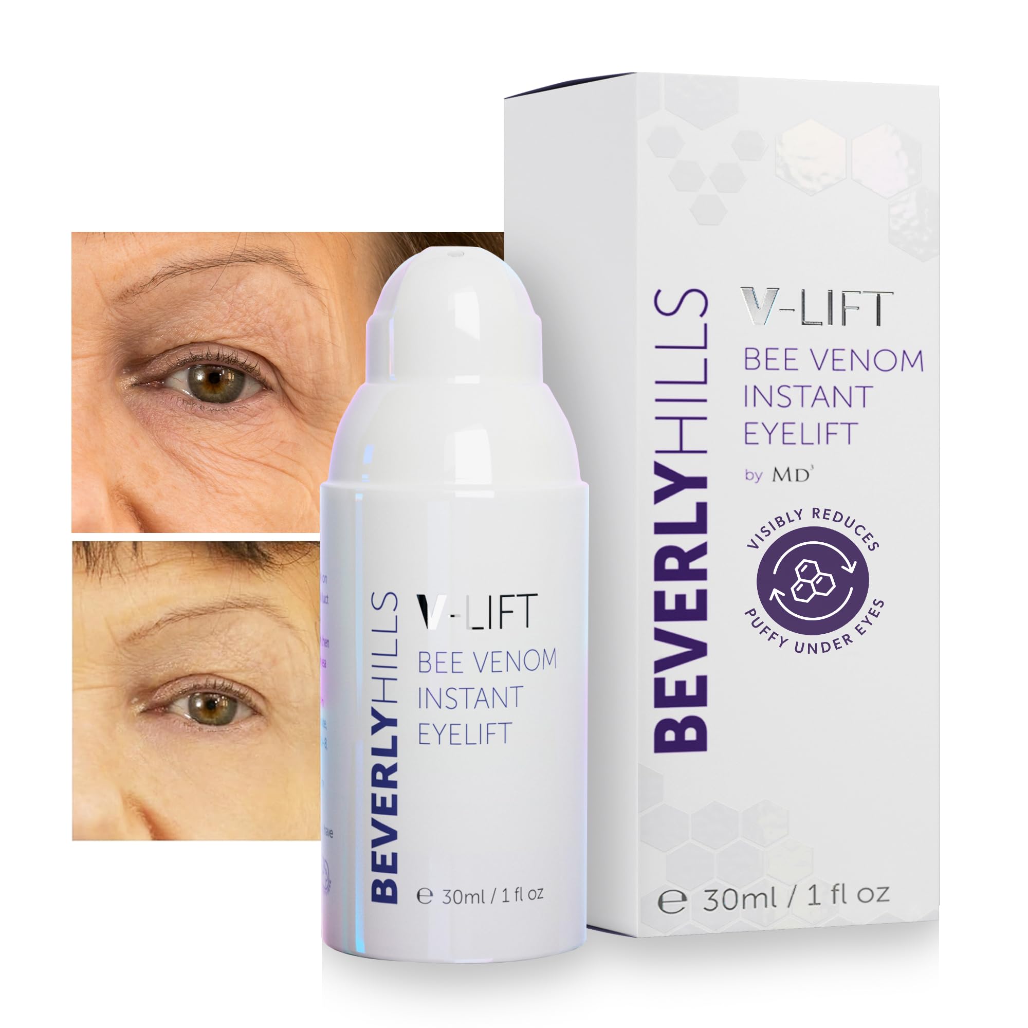 Beverly Hills V-Lift instant eye lift bee venom serum for puffiness dark circles wrinkles 30ml