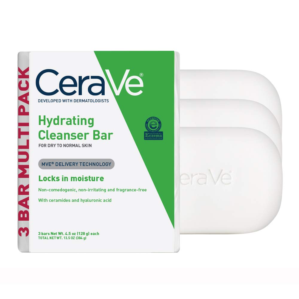 CeraVe Hydrating Cleanser Bar 3-Pack 4.5 oz each soap-free cleansing bars