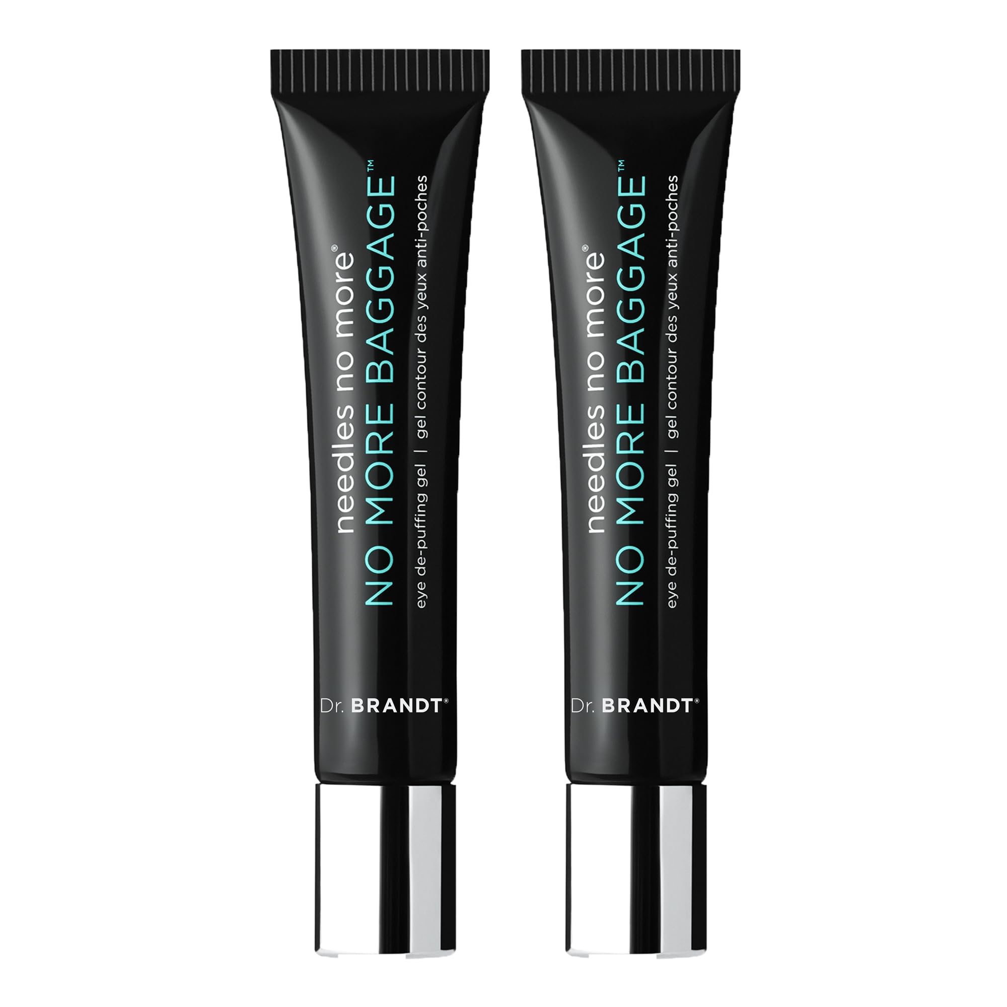 Two 0.5 oz tubes of Dr. Brandt Needles No More, No More Baggage for instant eye bag reduction.
