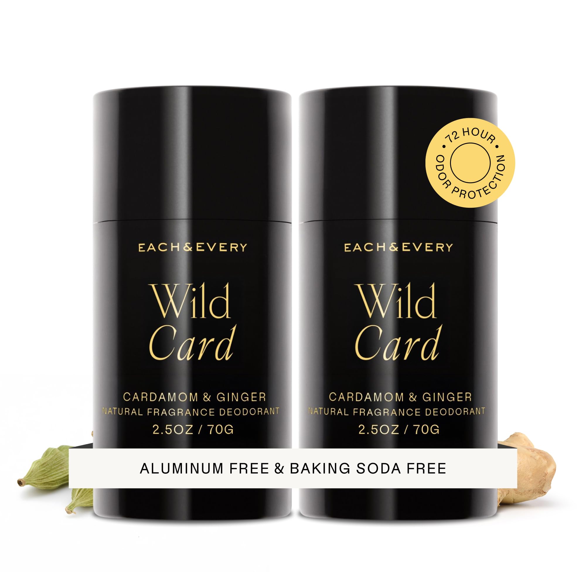 Each and Every aluminum free deodorant Cardamom and Ginger two pack for men and women