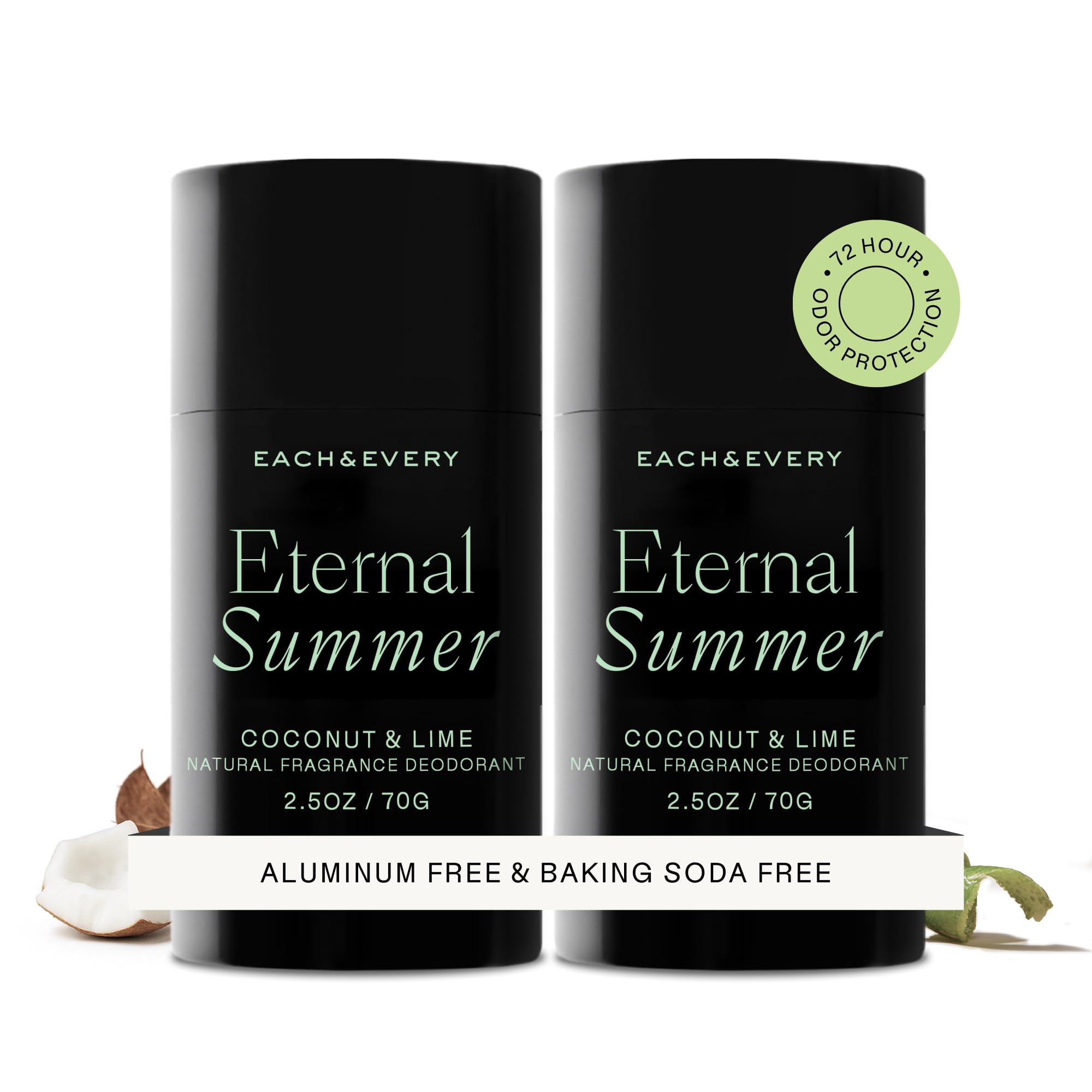 Each and Every aluminum free deodorant Coconut and Lime two pack for men and women