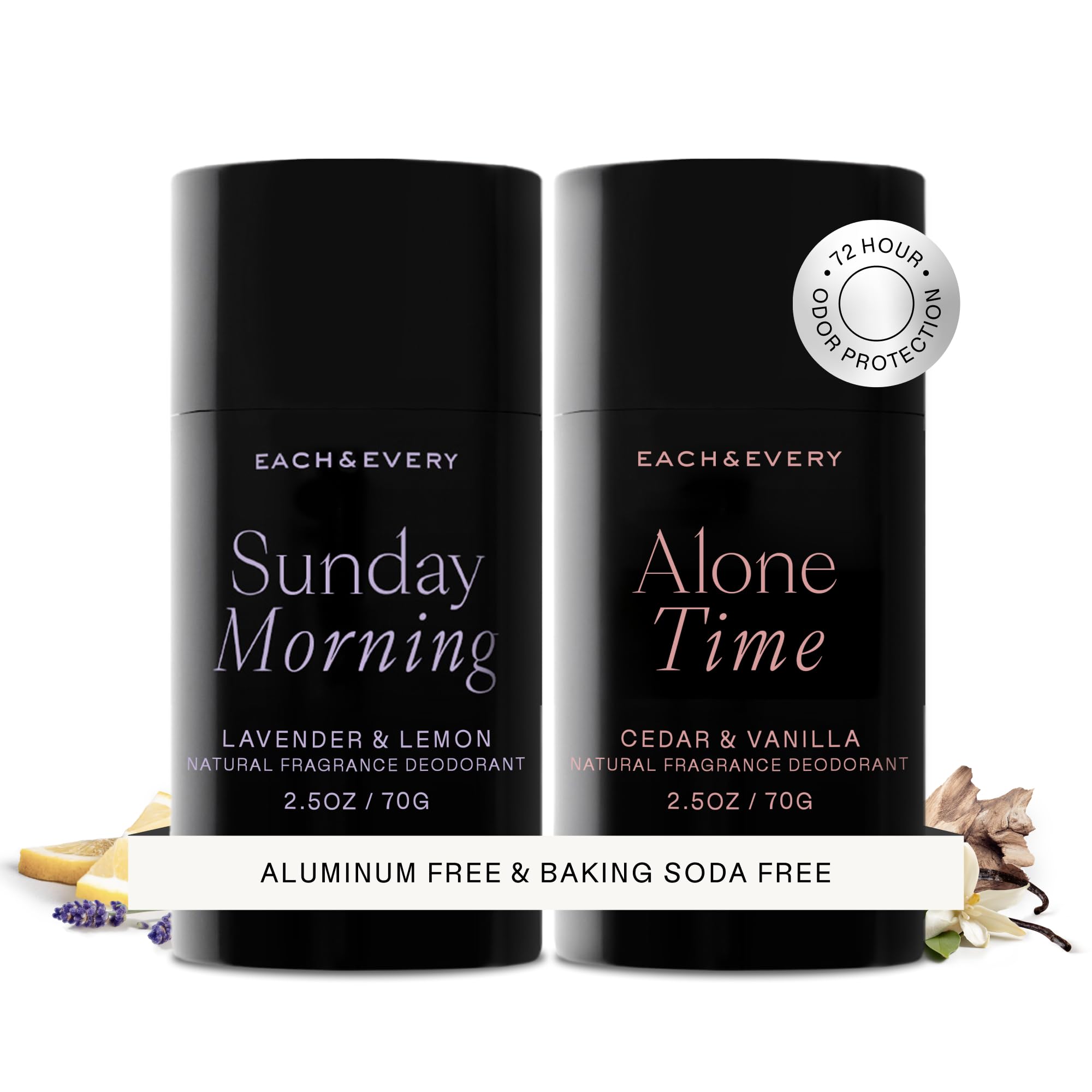 Each and Every aluminum free deodorant Lavender Lemon and Cedar Vanilla two pack for men and women