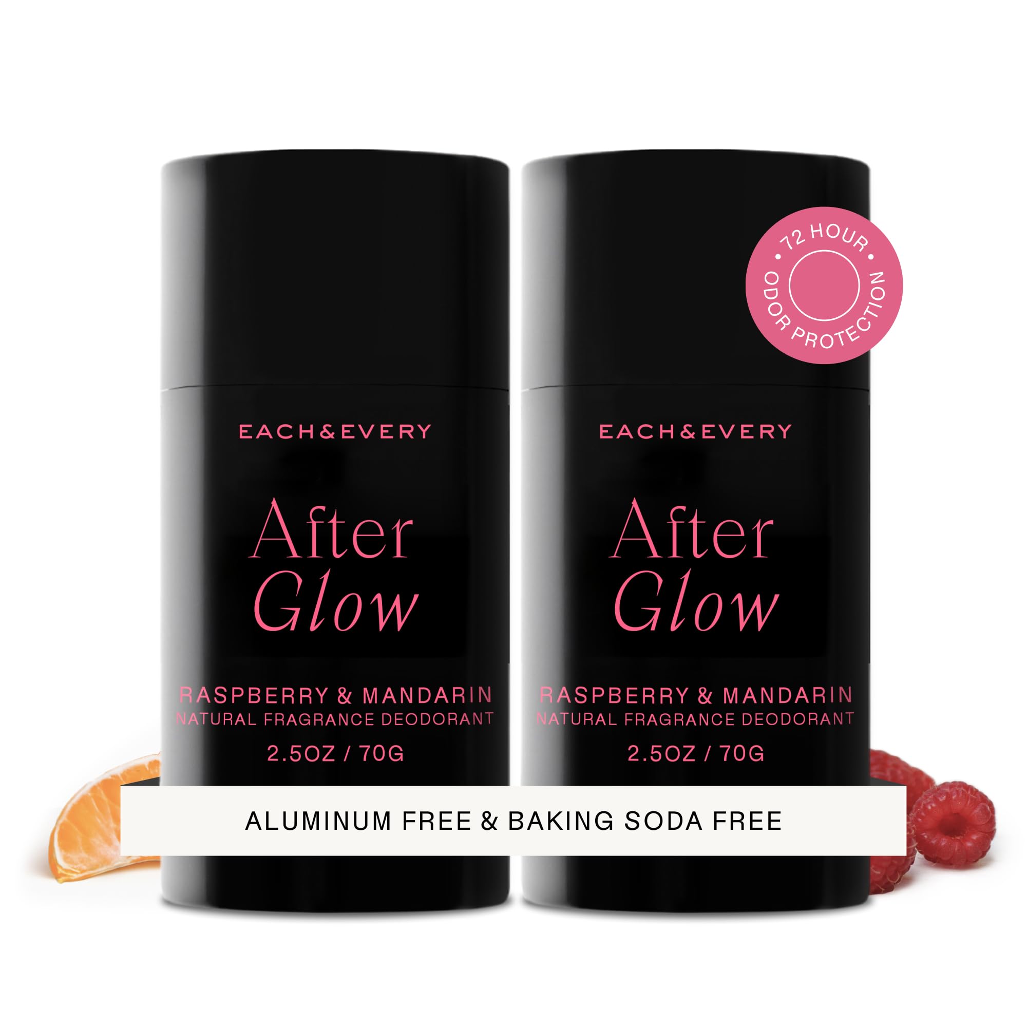 Each and Every aluminum free deodorant Raspberry and Mandarin two pack for men and women