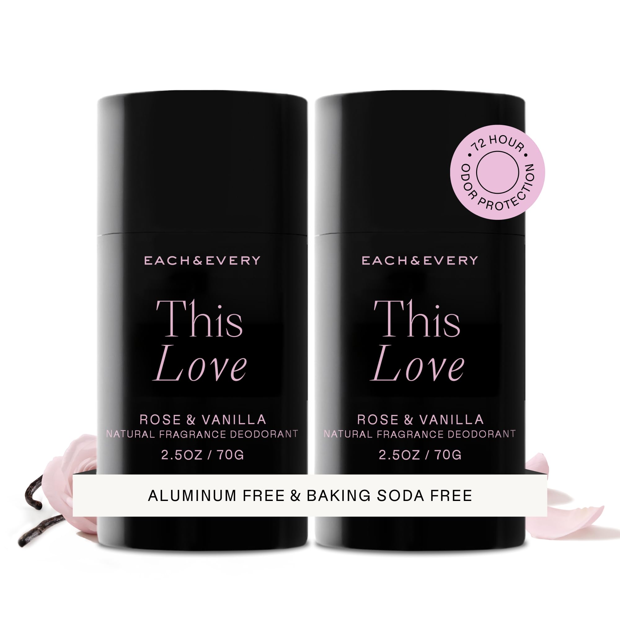 Each and Every aluminum free deodorant Rose and Vanilla two pack for men and women