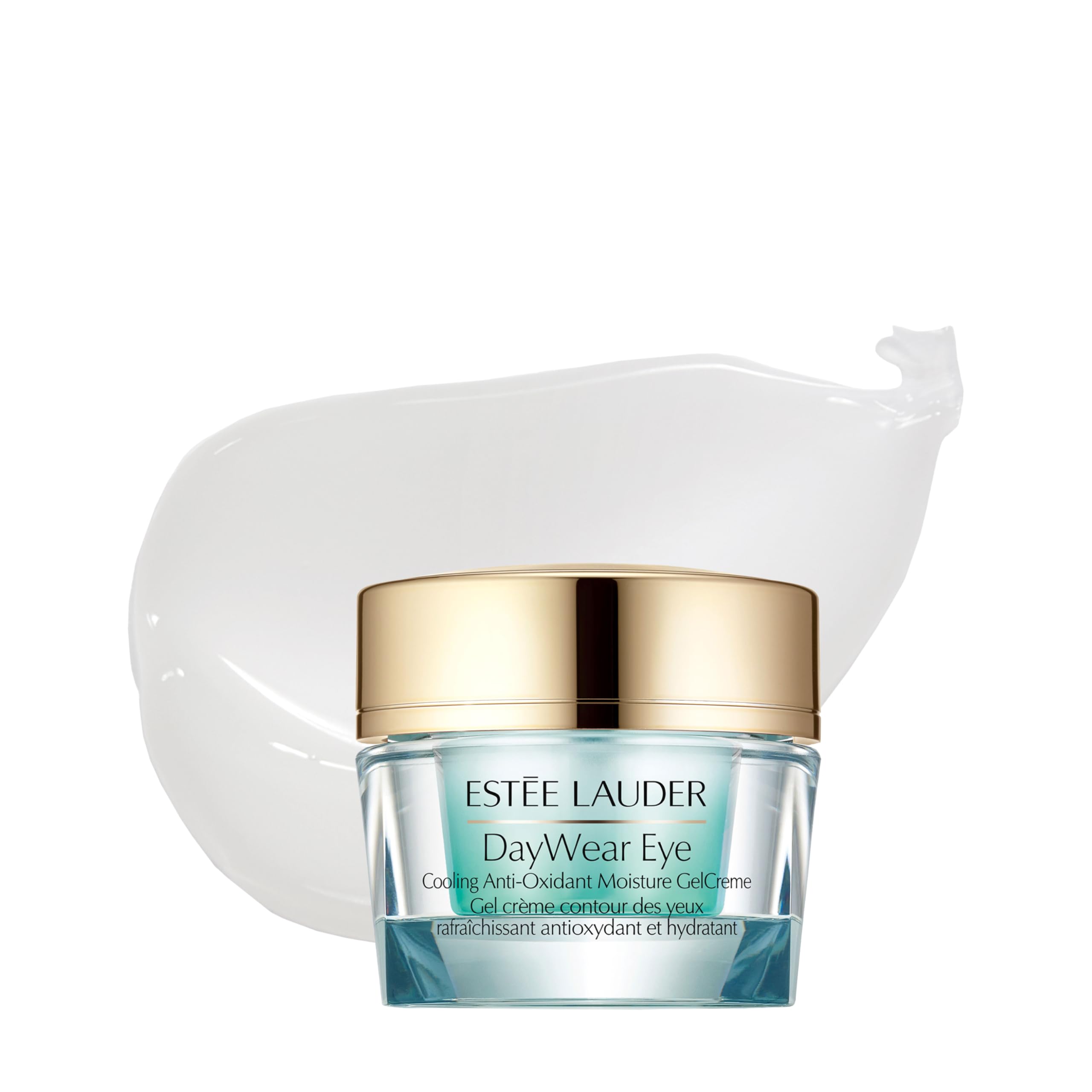 Estée Lauder DayWear Eye Cooling Anti-Oxidant Moisture Gel Cream jar, showing its refreshing green gel texture.