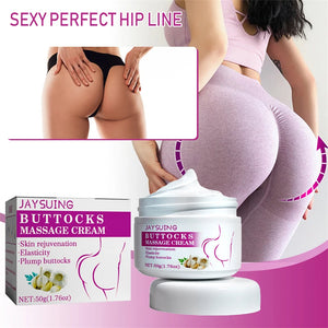 Jaysuing Buttocks Massage Cream packaging with a woman's body on a pink background