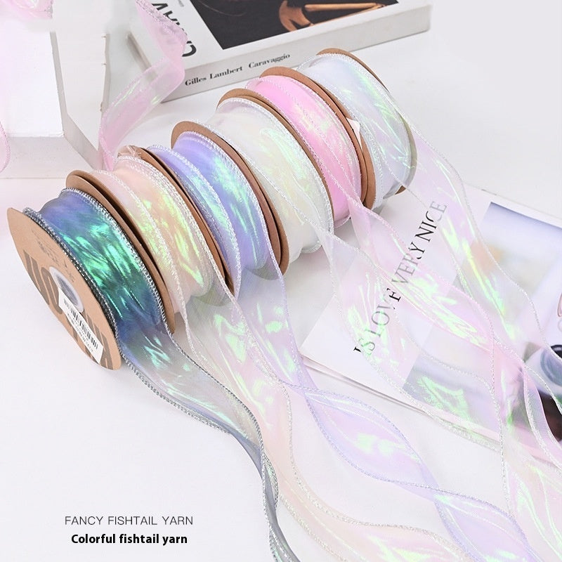 fishtail mesh ribbon 4cm colorful wave ribbon for bouquet wrapping diy decoration