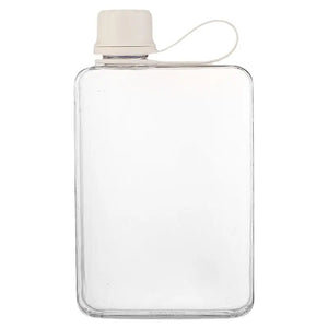 Clear glass bottle with a white cap on a white background