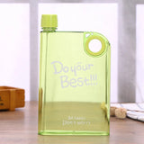 Flat Book-Style Water Bottle 380ml – Transparent Slim Plastic Flask for Travel & Outdoor Use