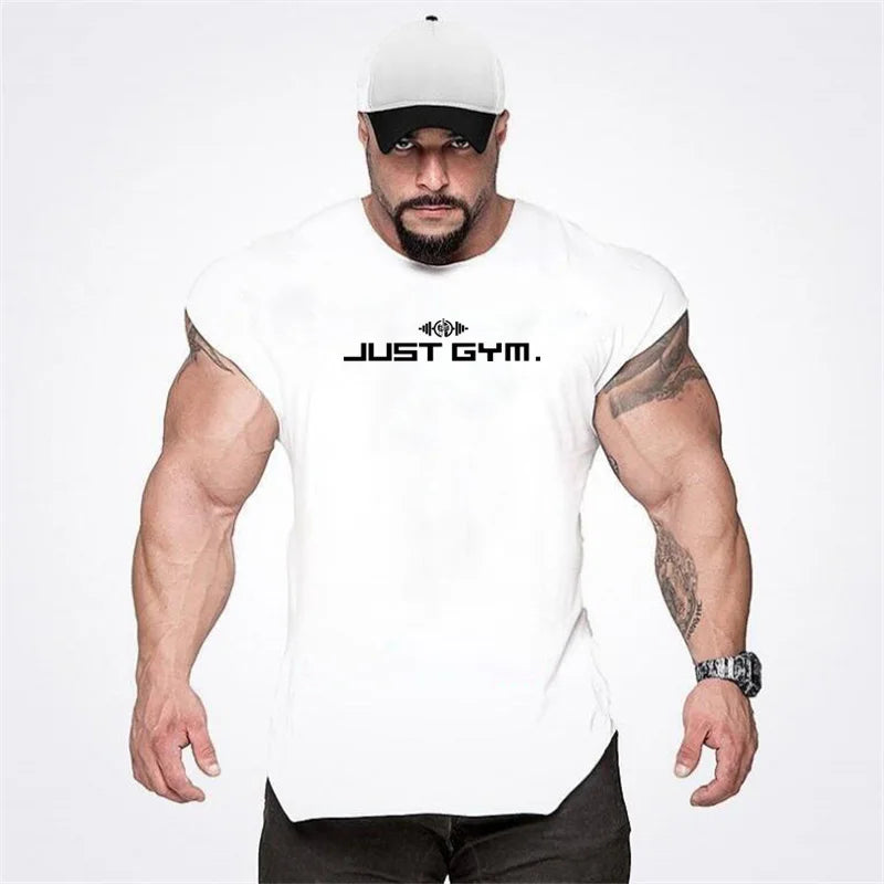 Men Gym Stringer Tank Top Bodybuilding Cotton Sleeveless Workout Vest Fitness Singlet