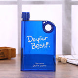 Flat Book-Style Water Bottle 380ml – Transparent Slim Plastic Flask for Travel & Outdoor Use