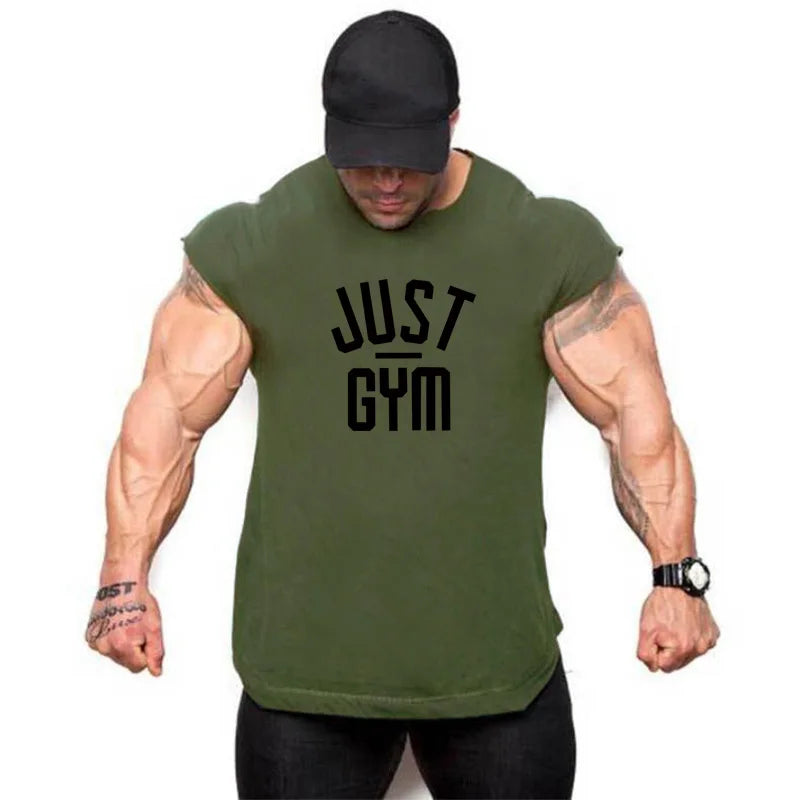 Men Gym Stringer Tank Top Bodybuilding Cotton Sleeveless Workout Vest Fitness Singlet