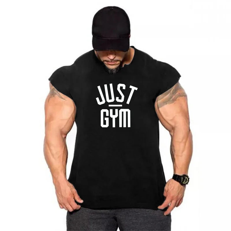 Men Gym Stringer Tank Top Bodybuilding Cotton Sleeveless Workout Vest Fitness Singlet