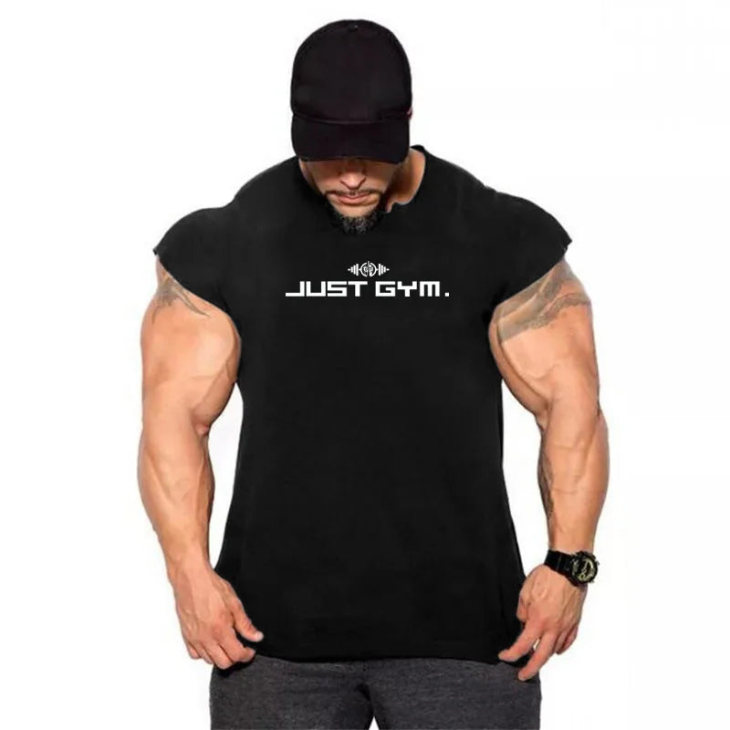 Men Gym Stringer Tank Top Bodybuilding Cotton Sleeveless Workout Vest Fitness Singlet