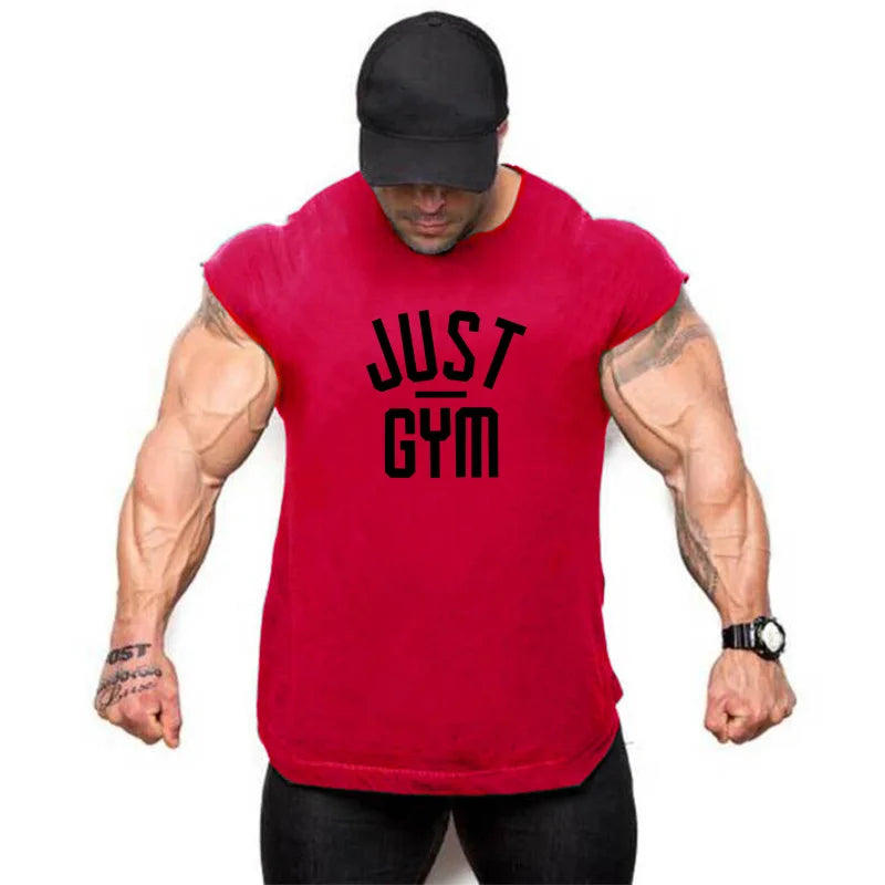 Men Gym Stringer Tank Top Bodybuilding Cotton Sleeveless Workout Vest Fitness Singlet