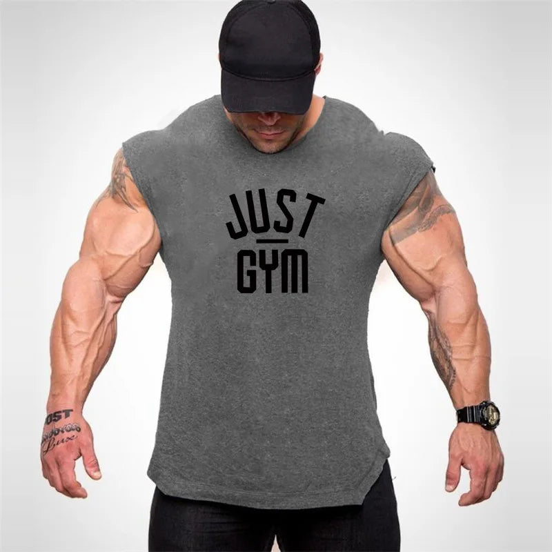 Men Gym Stringer Tank Top Bodybuilding Cotton Sleeveless Workout Vest Fitness Singlet