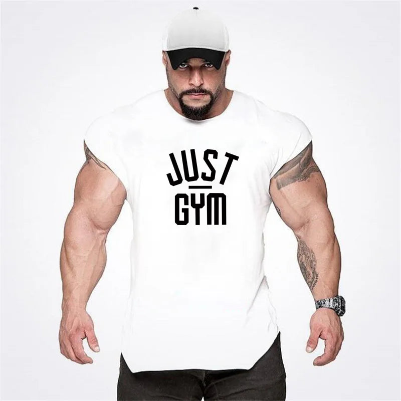 Men Gym Stringer Tank Top Bodybuilding Cotton Sleeveless Workout Vest Fitness Singlet