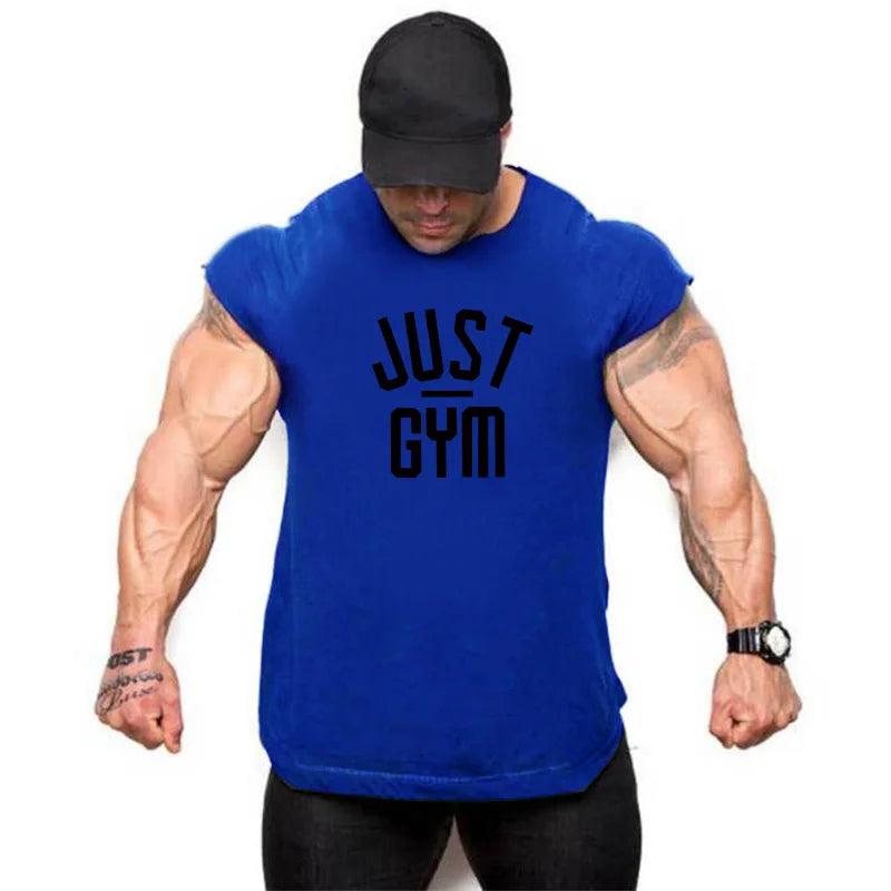Men Gym Stringer Tank Top Bodybuilding Cotton Sleeveless Workout Vest Fitness Singlet