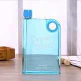 Flat Book-Style Water Bottle 380ml – Transparent Slim Plastic Flask for Travel & Outdoor Use
