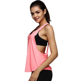 Women Summer Fitness Tank Top Sleeveless Quick Dry Workout Vest Loose Sports Singlet Gym T-Shirt