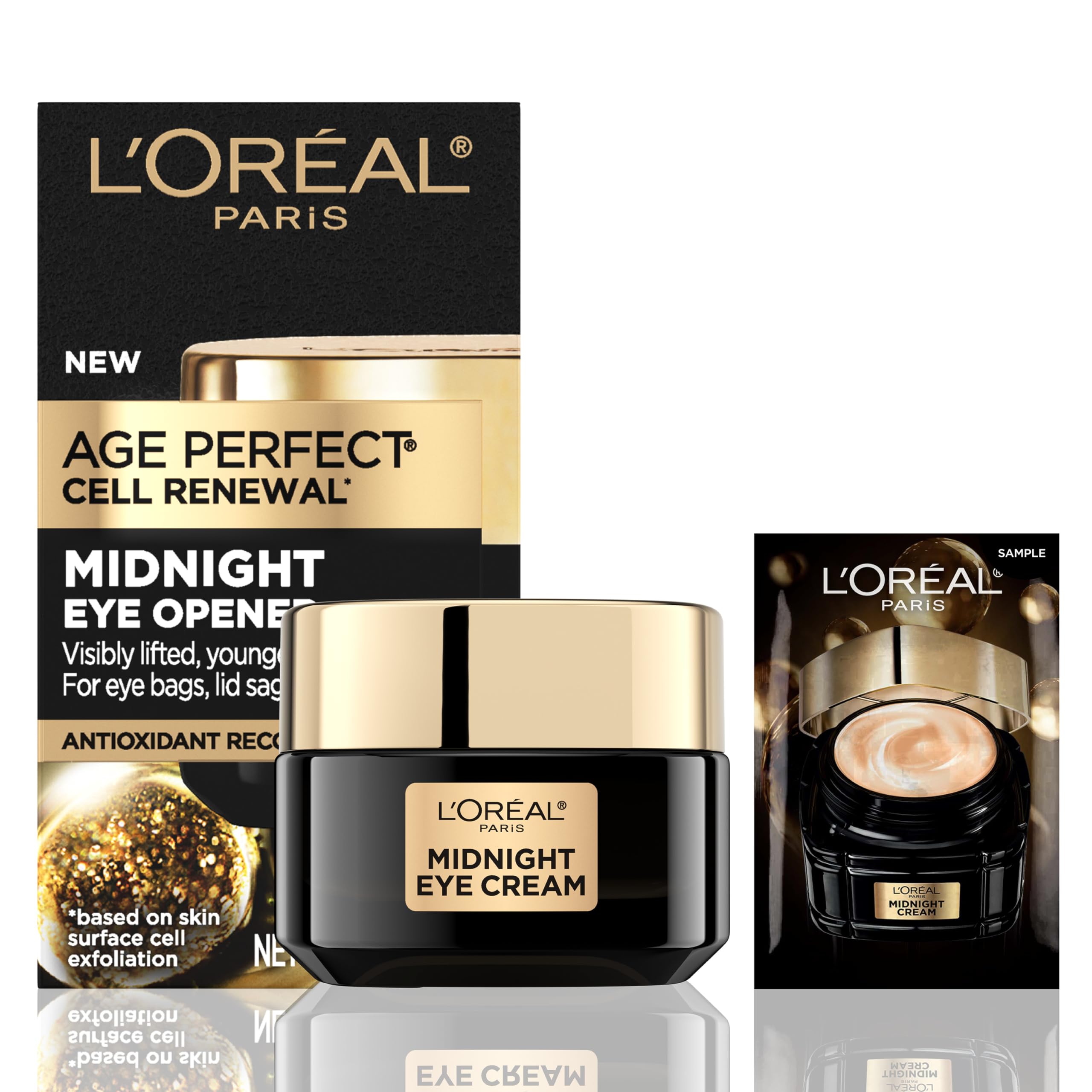 L’Oreal Paris Midnight Eye Cream Jar with Antioxidant Recovery Complex and Bonus Sample