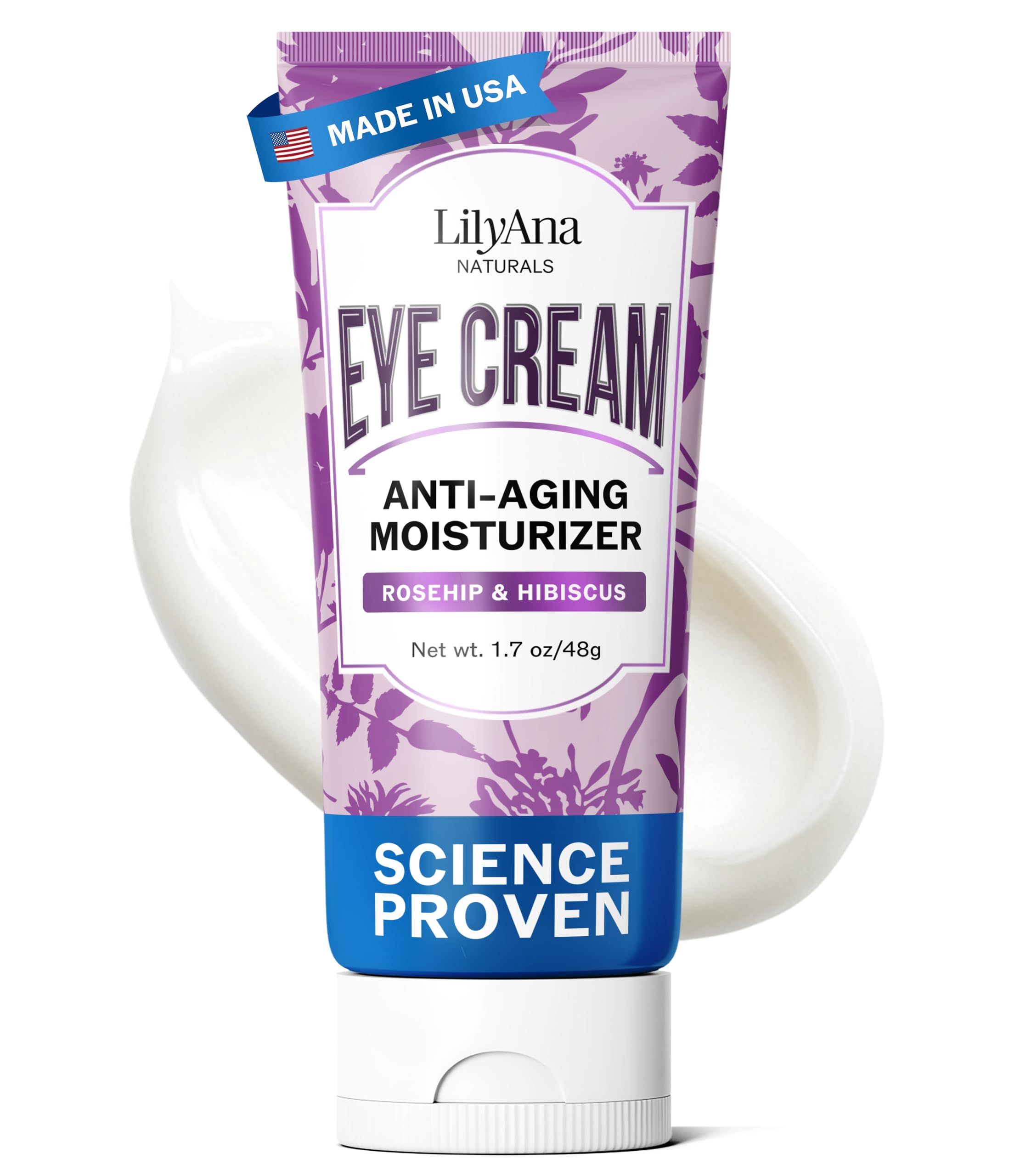 LilyAna Naturals 1.7 oz Eye Cream jar for sensitive skin and wrinkle reduction.