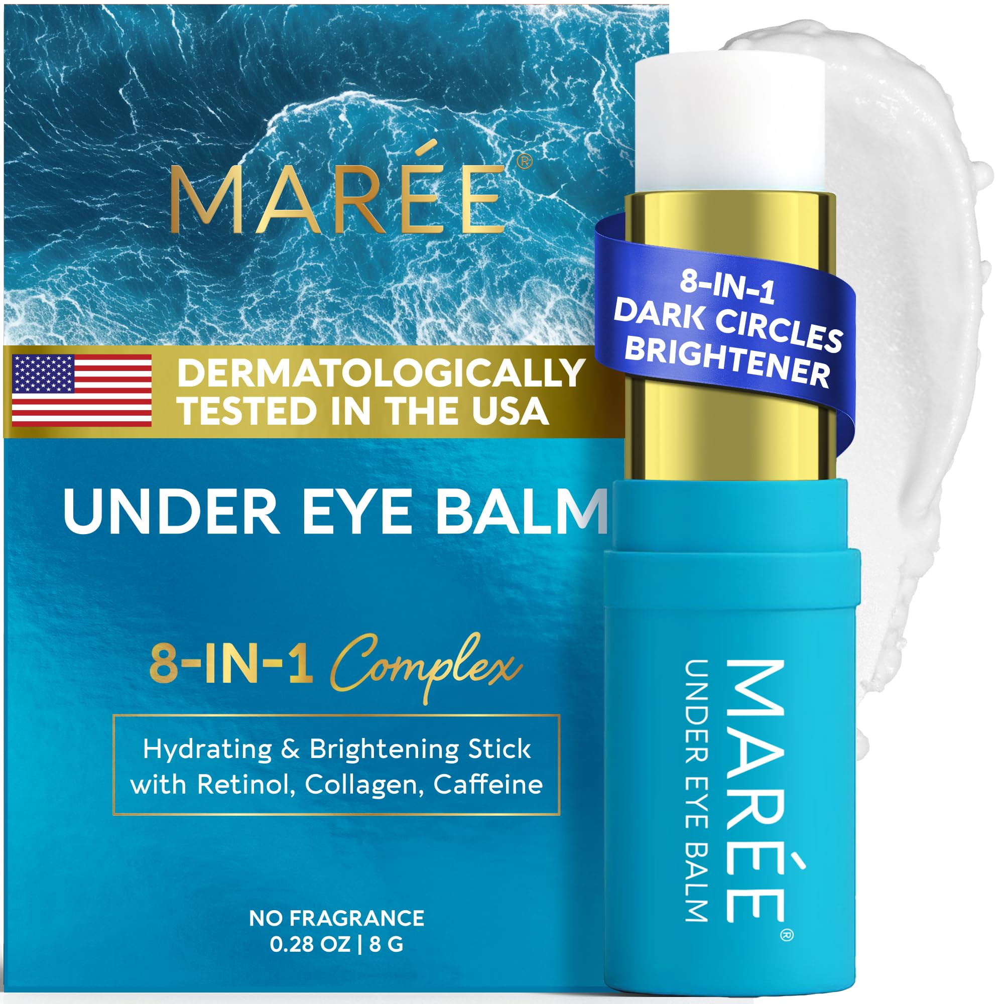 MAREE Under Eye Balm Stick - Portable Anti-Aging Treatment with Retinol and Caffeine