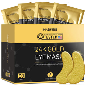 Box of 30 Pairs Maskiss 24k Gold Under Eye Patches - Full Month Supply for Wrinkles and Puffiness