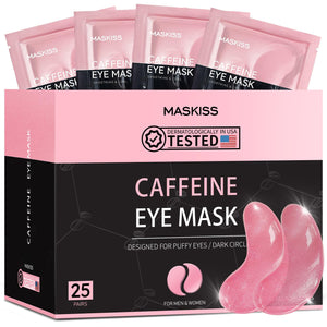 Box of 25 Pairs Maskiss Caffeine Under Eye Patches - Deep Recovery Collagen Masks for Puffiness