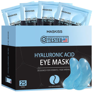 Maskiss Hyaluronic Acid Under Eye Patches Box - 25 Pairs of Blue Hydrating Collagen Eye Masks