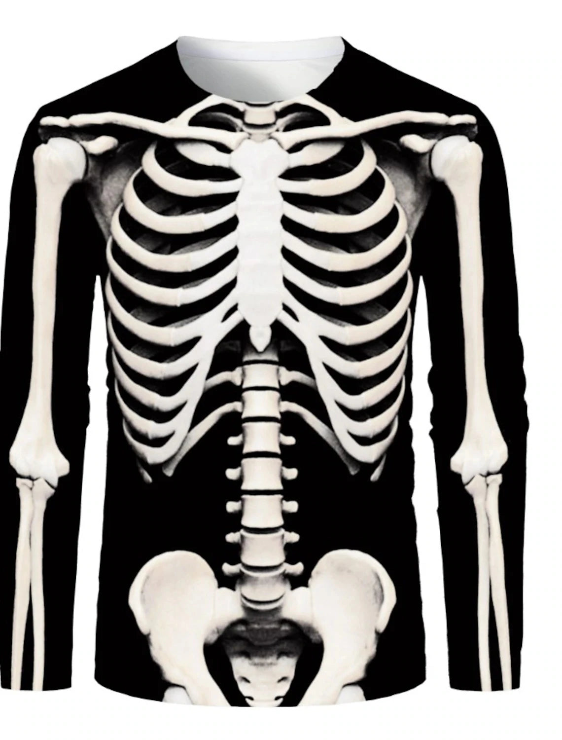 Men 3D Skull Print Long Sleeve T-Shirt O-Neck Halloween Streetwear Fitness Sports Top