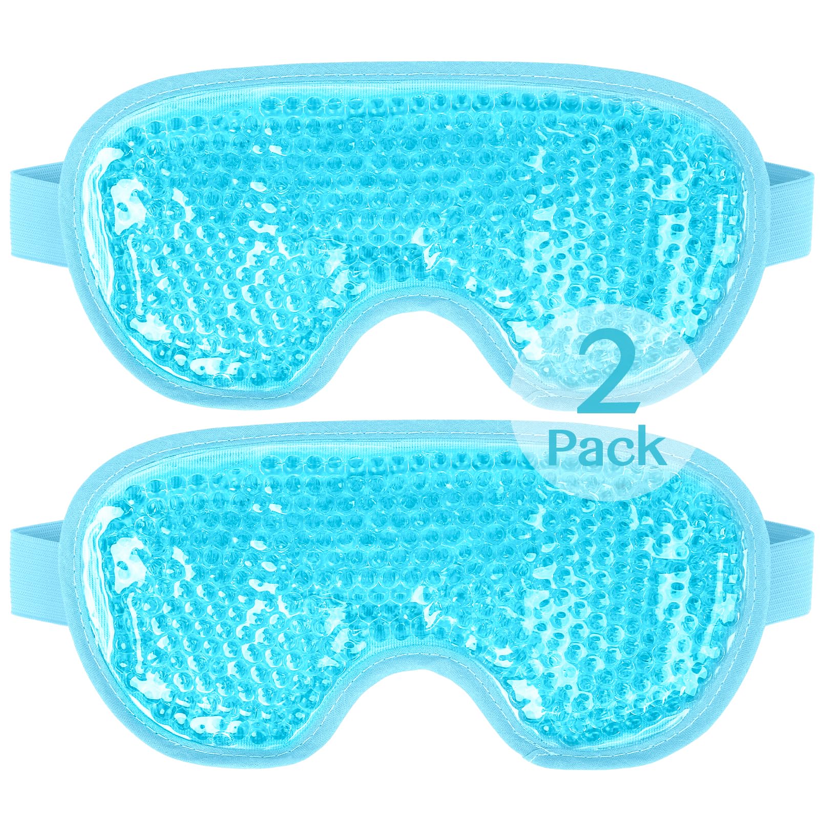 NEWGO cooling eye mask blue 2 pack cold ice pack for puffy eyes dark circles headache and stress relief