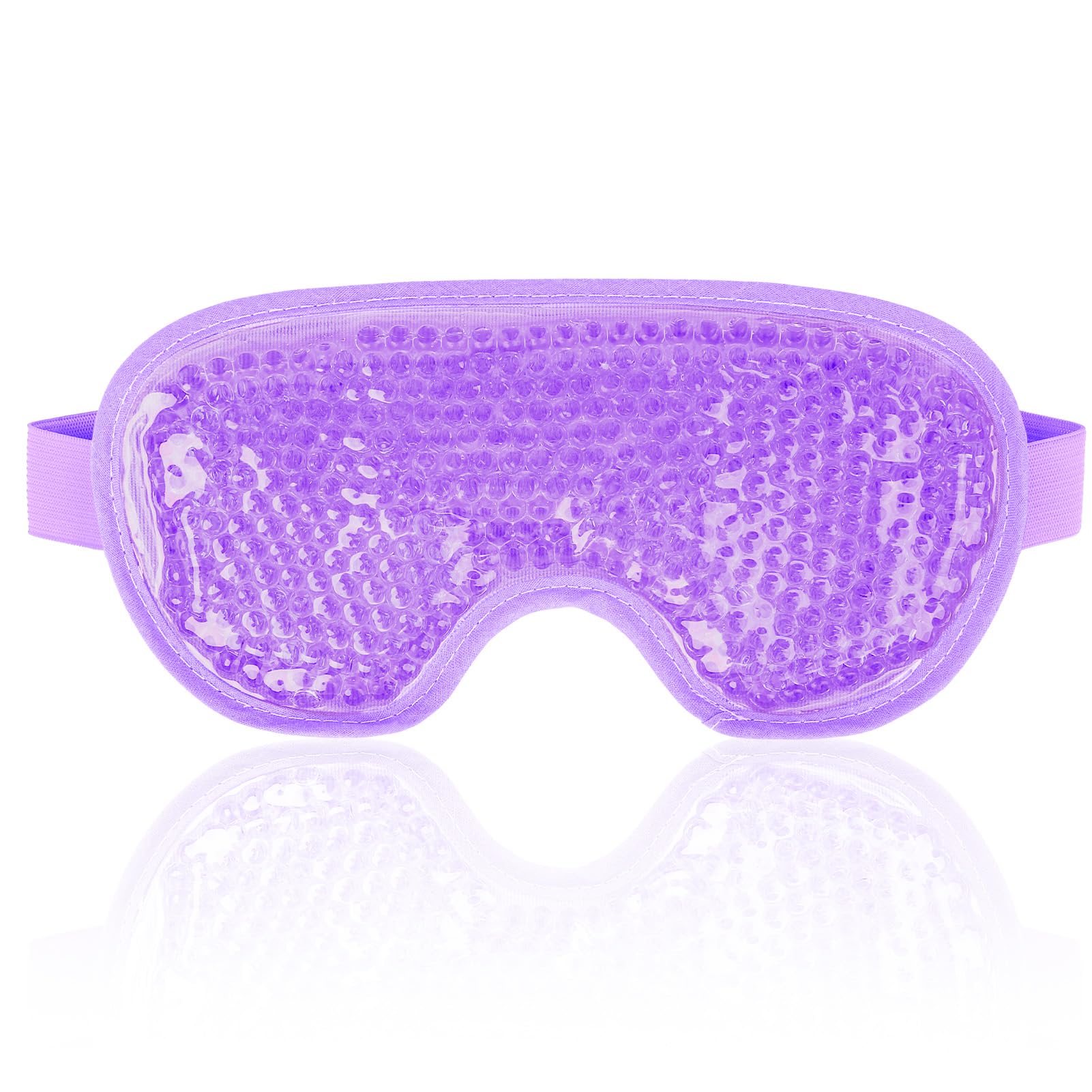 NEWGO reusable cooling gel eye mask purple with soft plush backing for puffy eyes, dark circles, migraine and stress relief