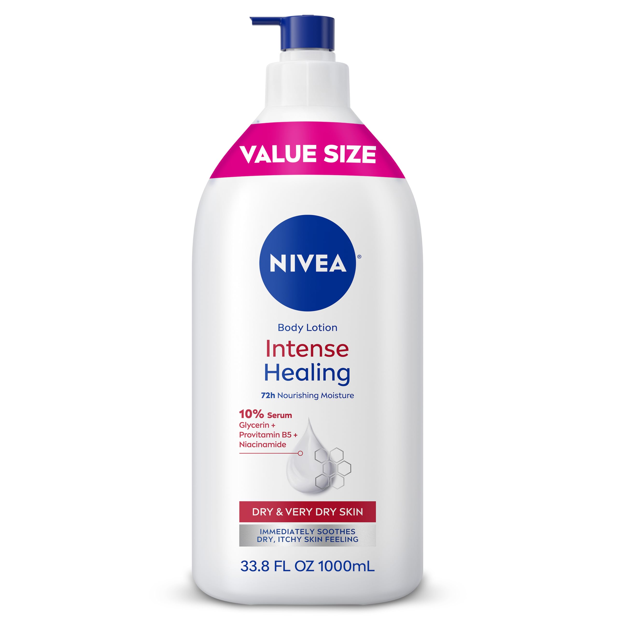 Nivea Intense Healing body lotion bottle on a white background
