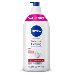 Nivea Intense Healing body lotion bottle on a white background