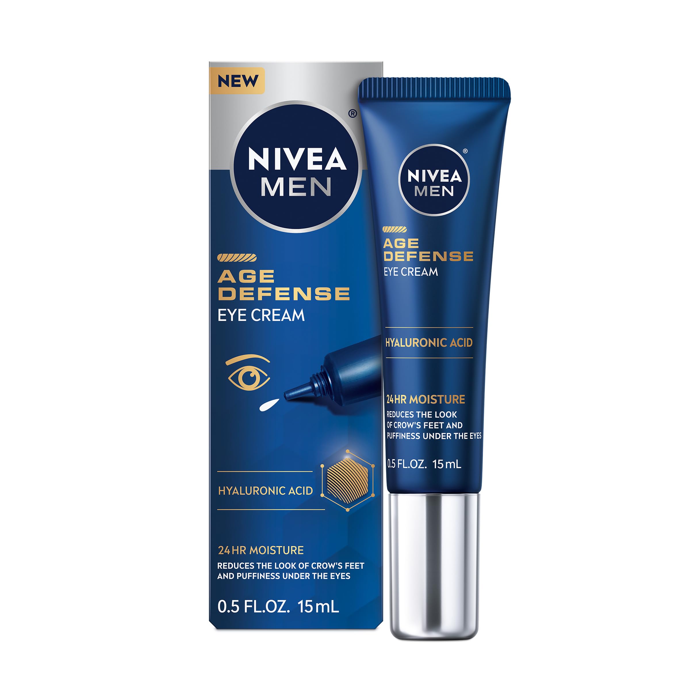 NIVEA MEN Age Defense Eye Cream Tube - Anti-Wrinkle and Hydrating Treatment for Men