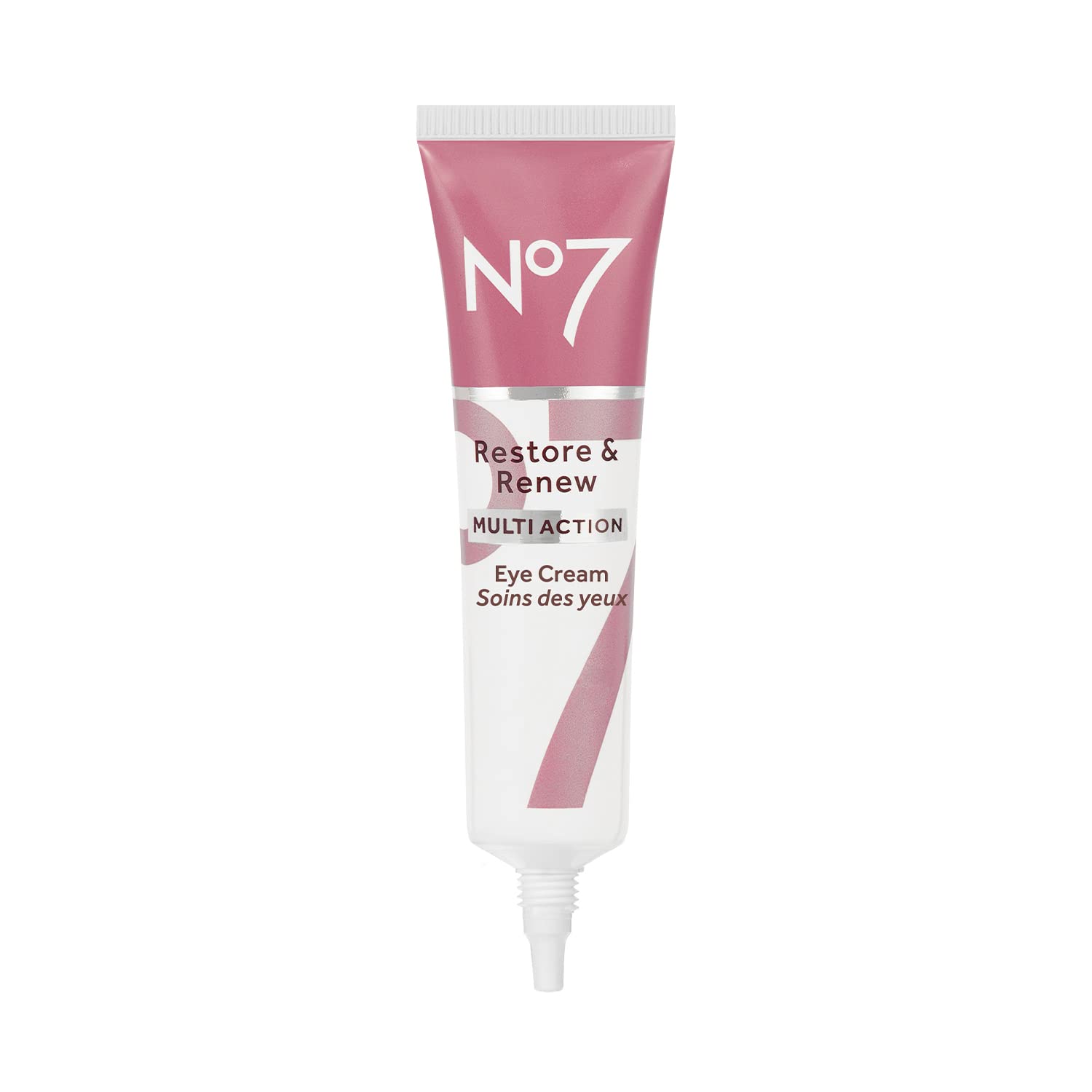 No7 Restore & Renew Multi Action Eye Cream 15ml tube for mature skin renewal and wrinkle reduction.