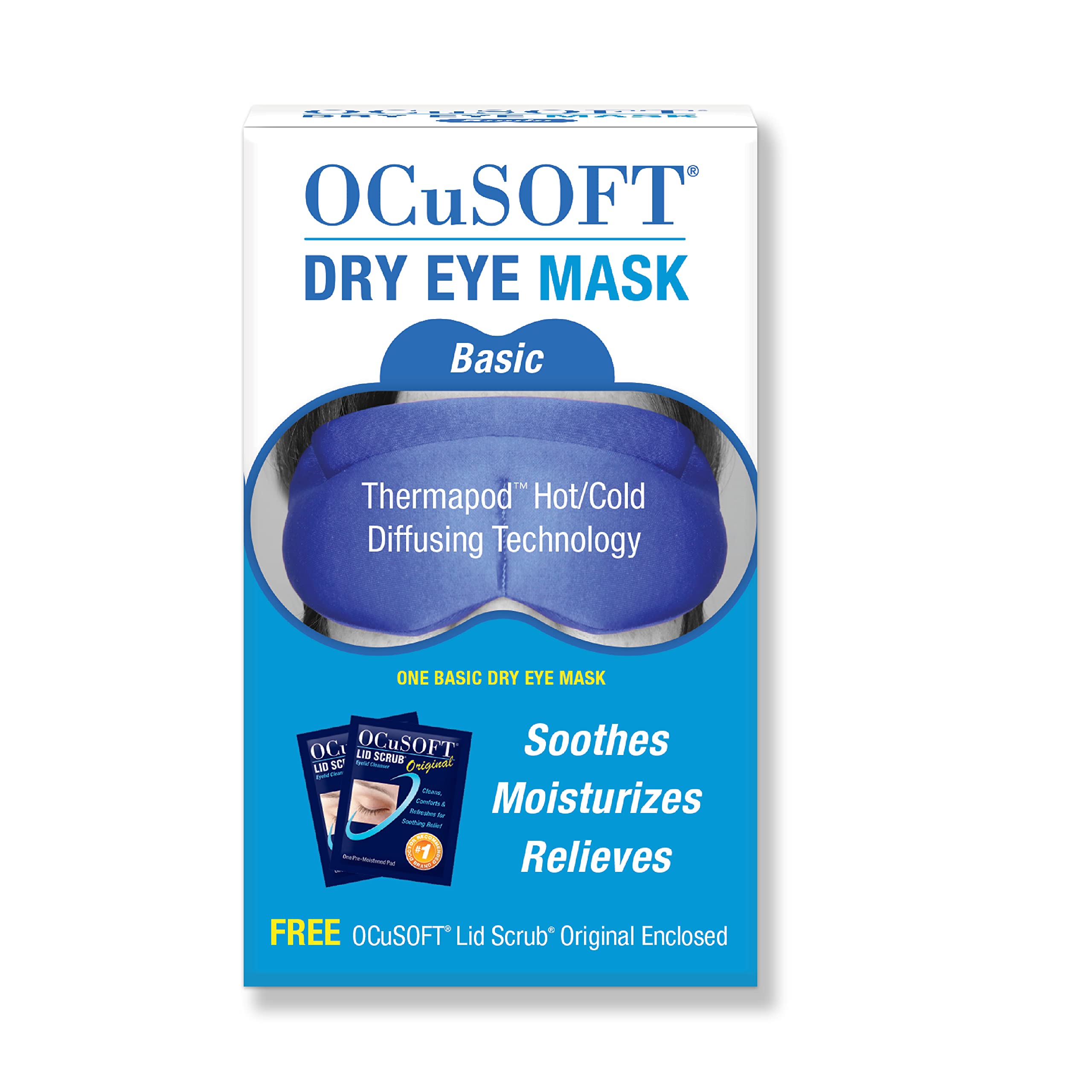 OCuSOFT Dry Eye Mask Basic - Blue Microwaveable Moist Heat Eye Compress