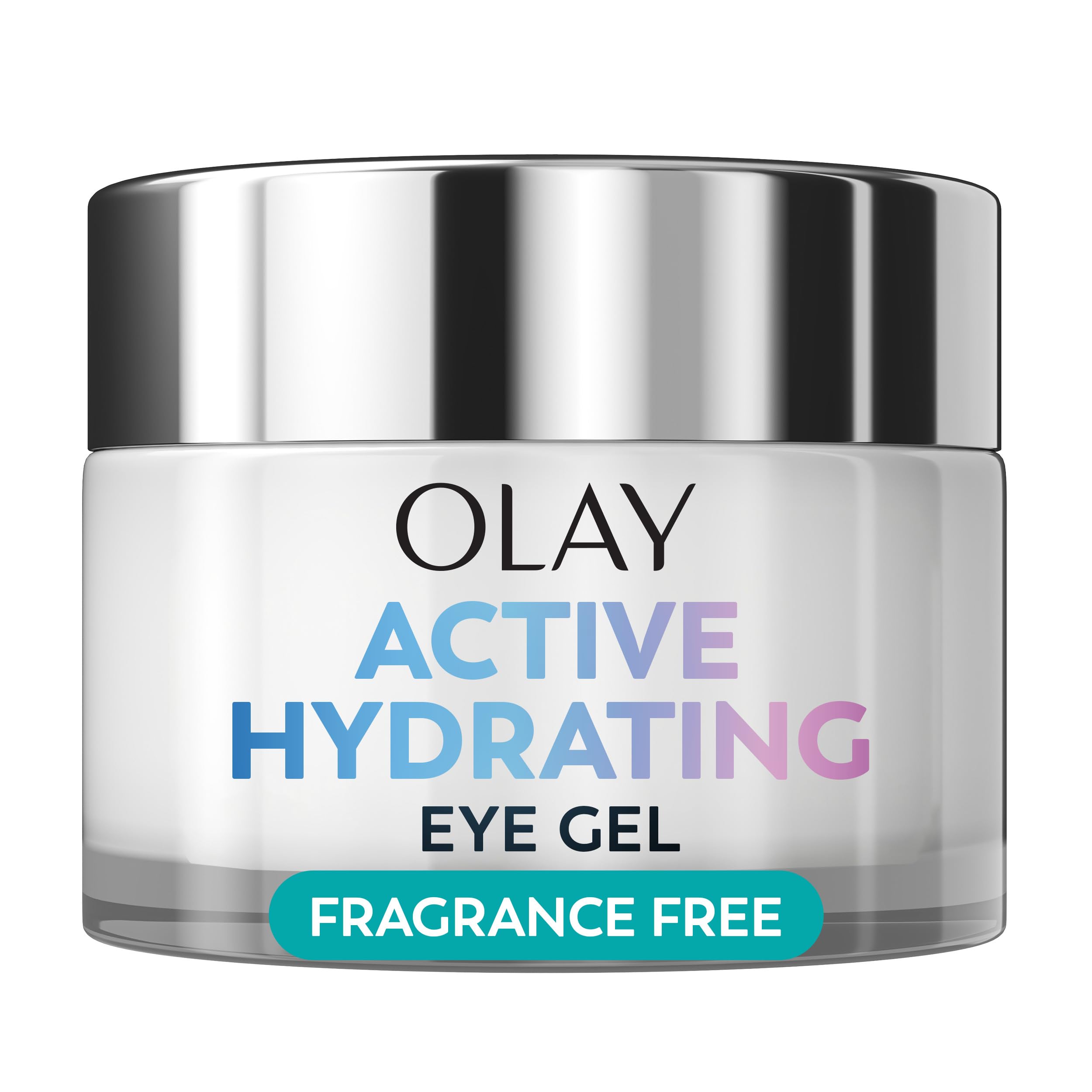 Olay Active Hydrating Eye Gel 0.5 oz jar, showing the clear, lightweight blue gel texture for under-eye hydration.