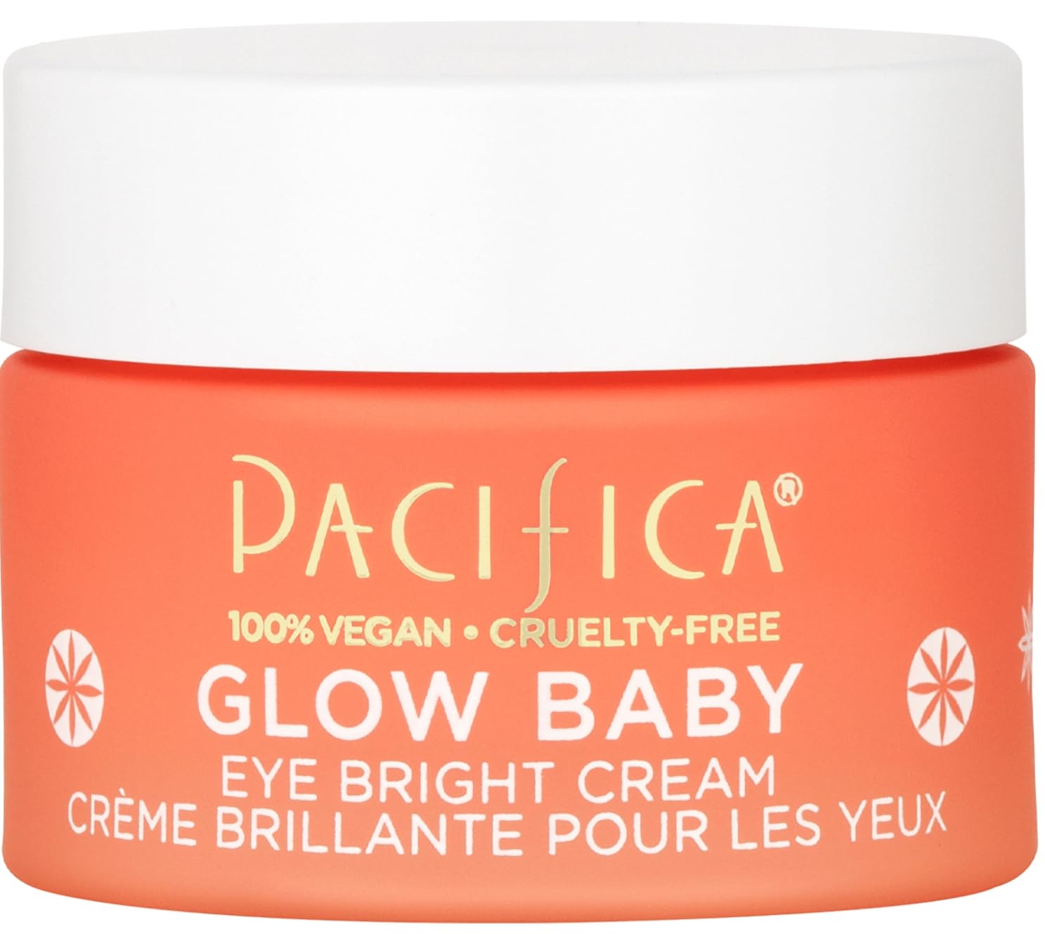 Pacifica Glow Baby Brightening Eye Cream tube, a caffeine-infused Vitamin C treatment for dark circles and puffiness.