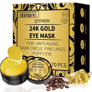 Qyiywim 24k gold under eye patches eye gel pads for dark circles puffiness and eye bags treatment