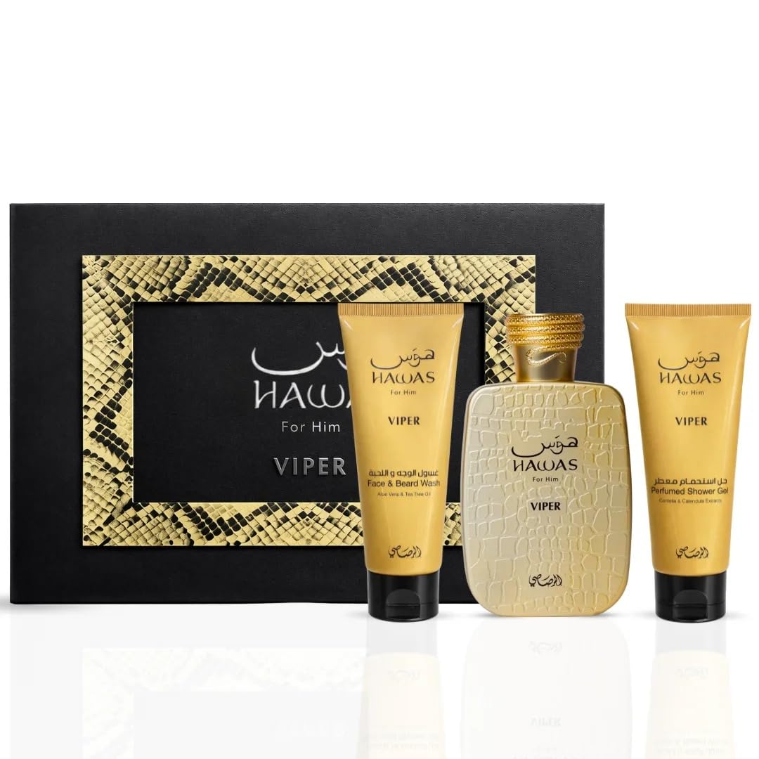 RASASI Hawas Viper three piece perfume gift set with fragrance face wash and shower gel
