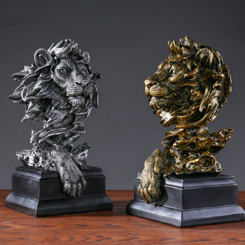 retro lion head resin wall decor american style sculpture home ornament