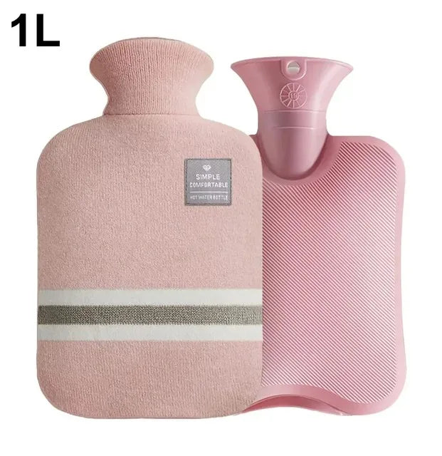 Hot Water Bottle 1L 2L Knitted Cover Leakproof Pain Relief Warmer